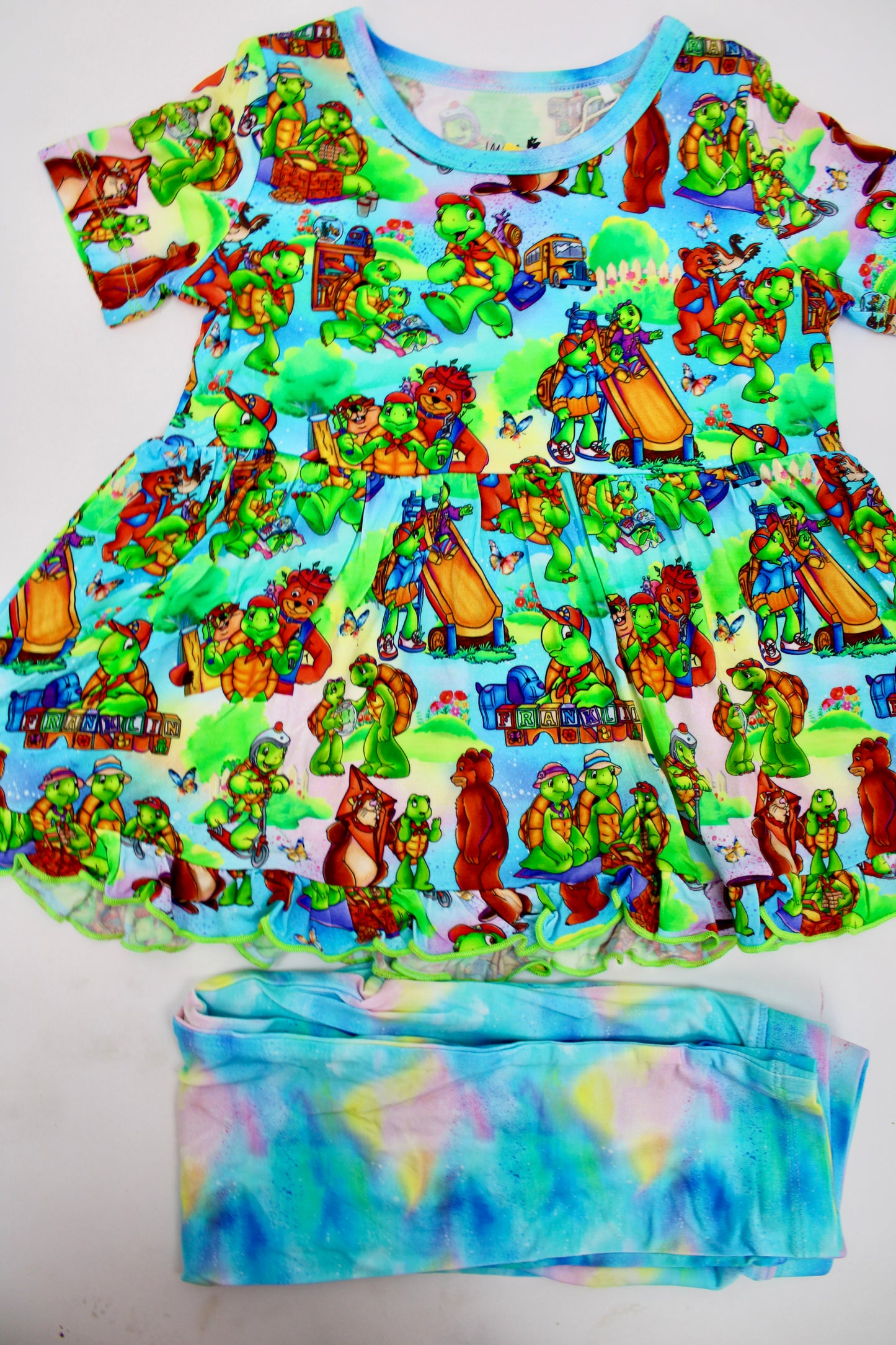 Turtle Friends Short Sleeve Peplum and Pants