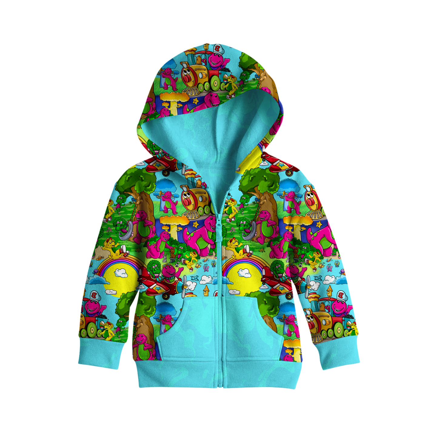 Friendly Purple Dinosaur Zip Up Hoodie