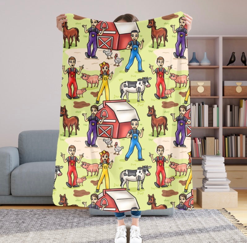 Wiggly Farm Days 50x60 Plush Blanket #34