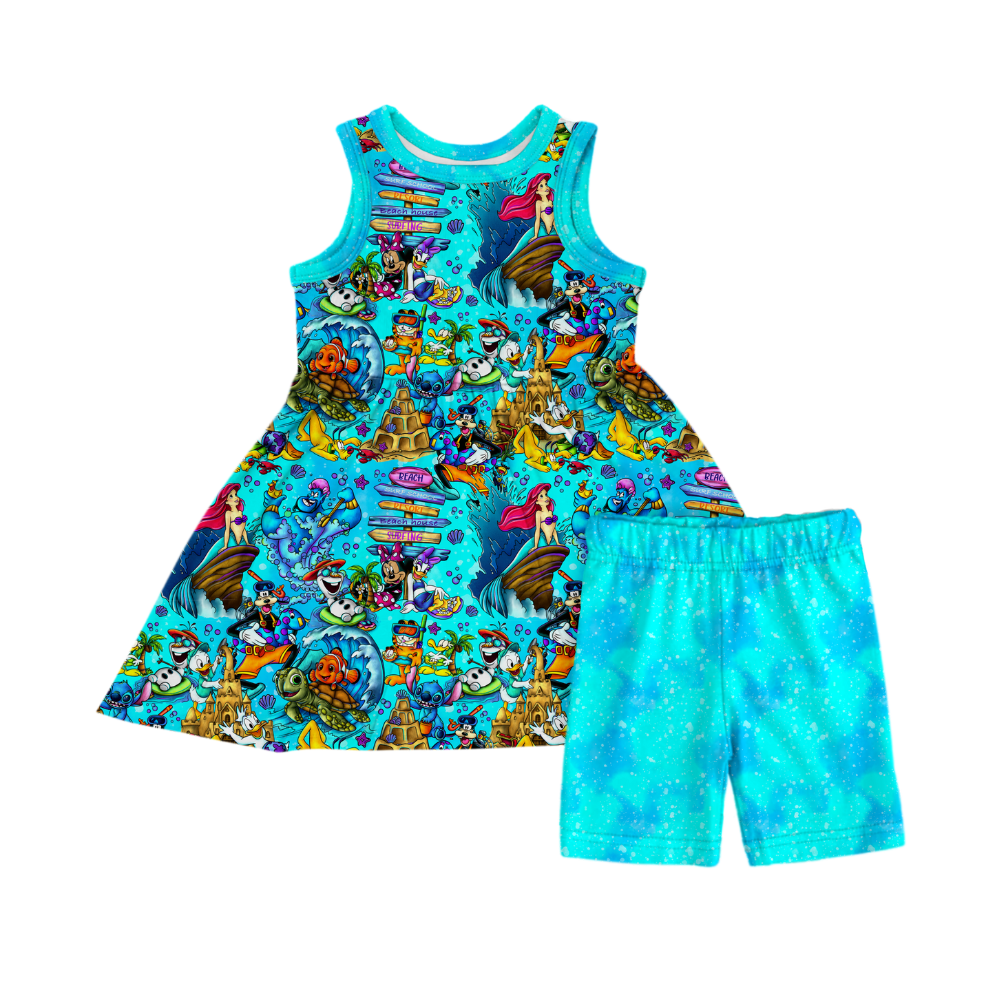 Beach Party Pals Sleeveless Peplum Set