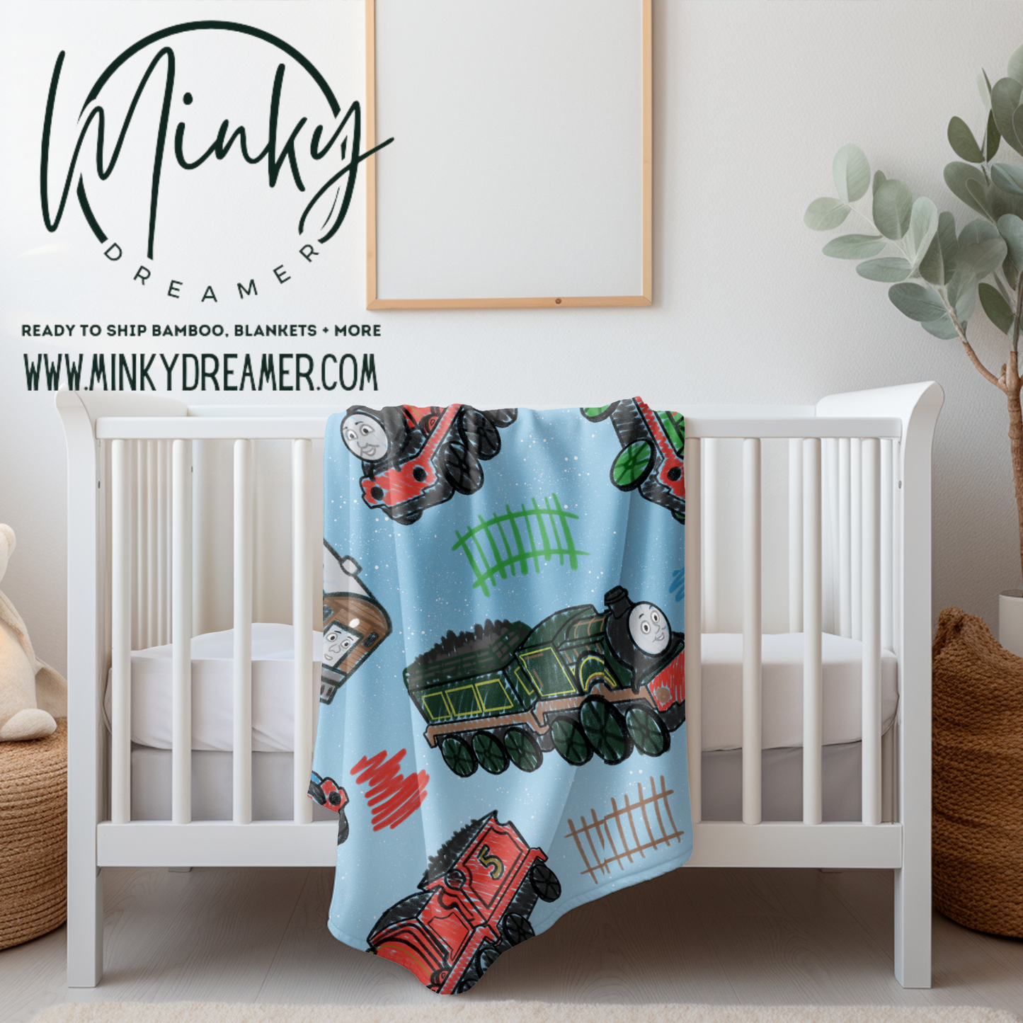 30x40 Friendly Train Silk Touch Minky Blanket