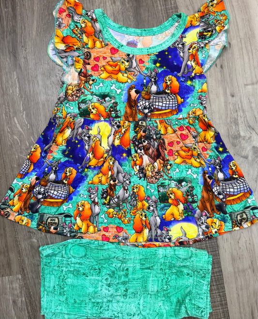 Candlelit Canines Peplum & Shorts