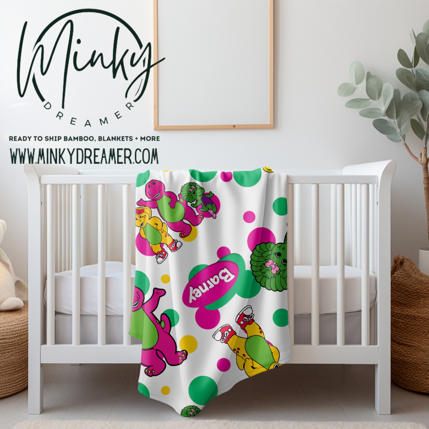 30x40 Classic Friendly Dino Silk Touch Minky