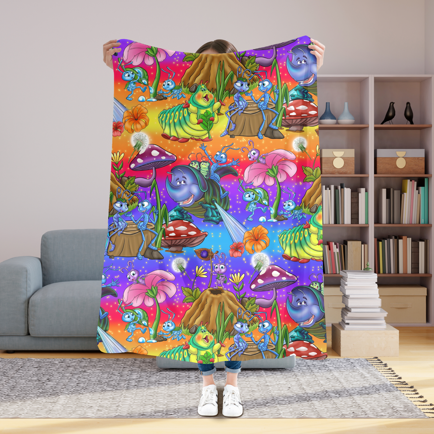 Rainbow Bugs 50x60 Plush Blanket #51