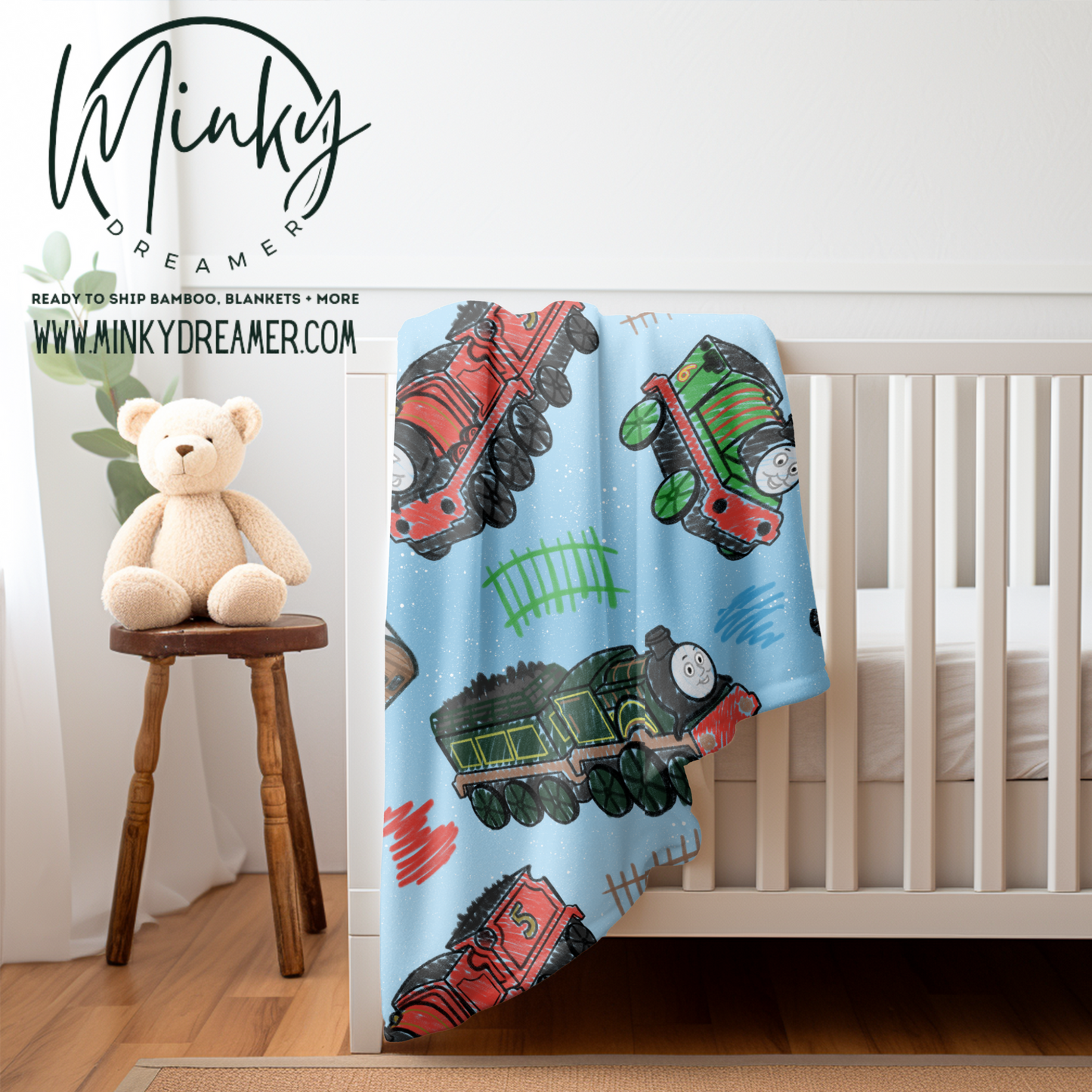 30x40 Friendly Train Silk Touch Minky Blanket