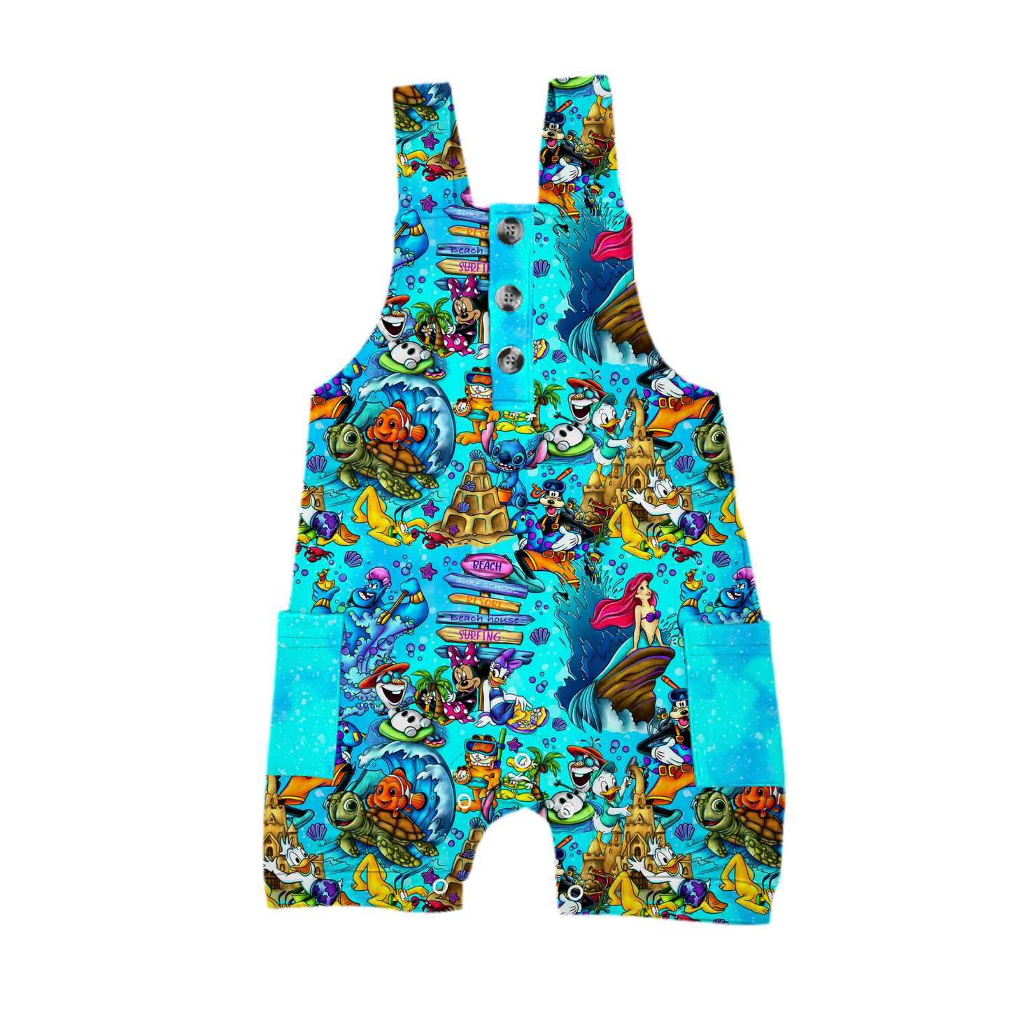 Beach Party Pals Short Overalls