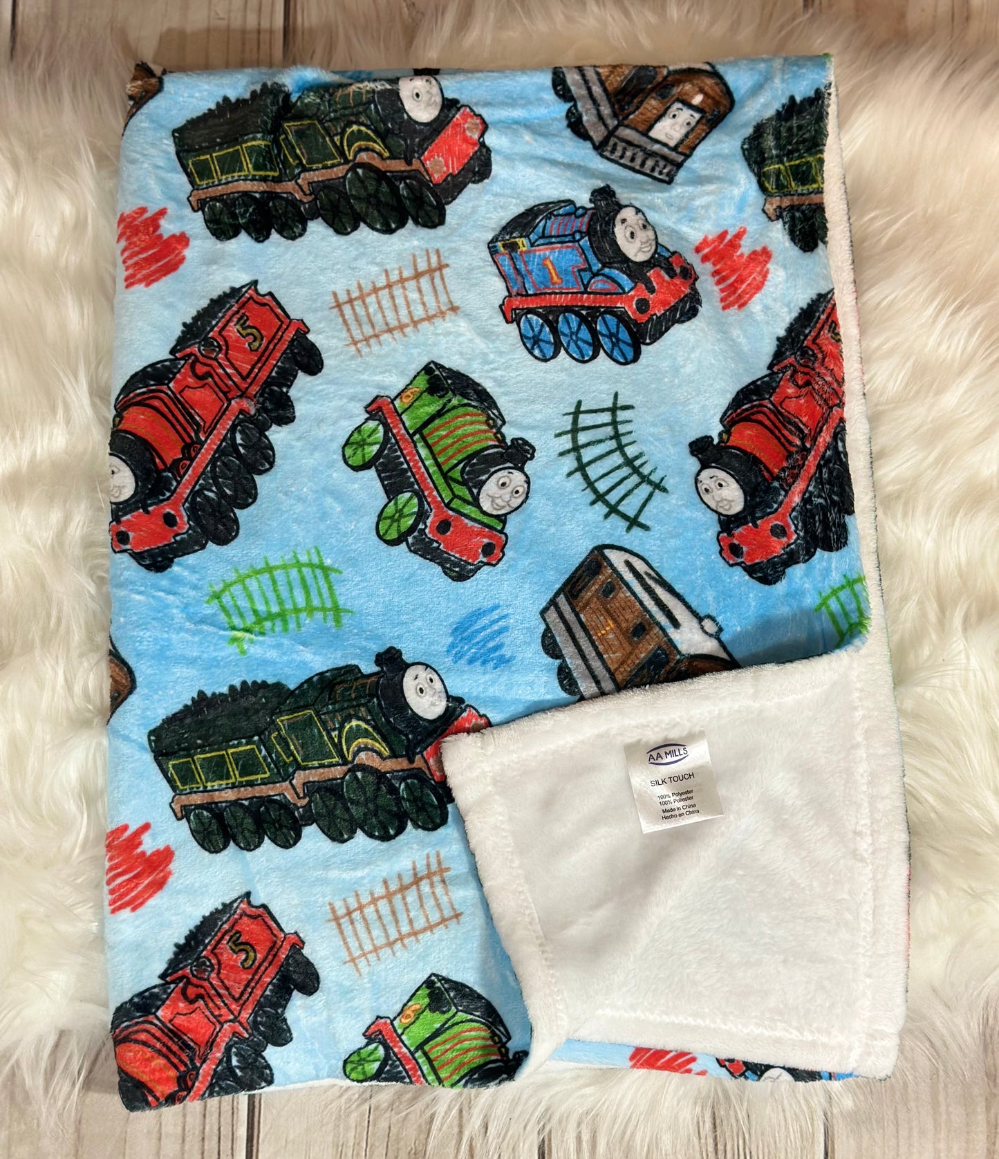 30x40 Friendly Train Silk Touch Minky Blanket