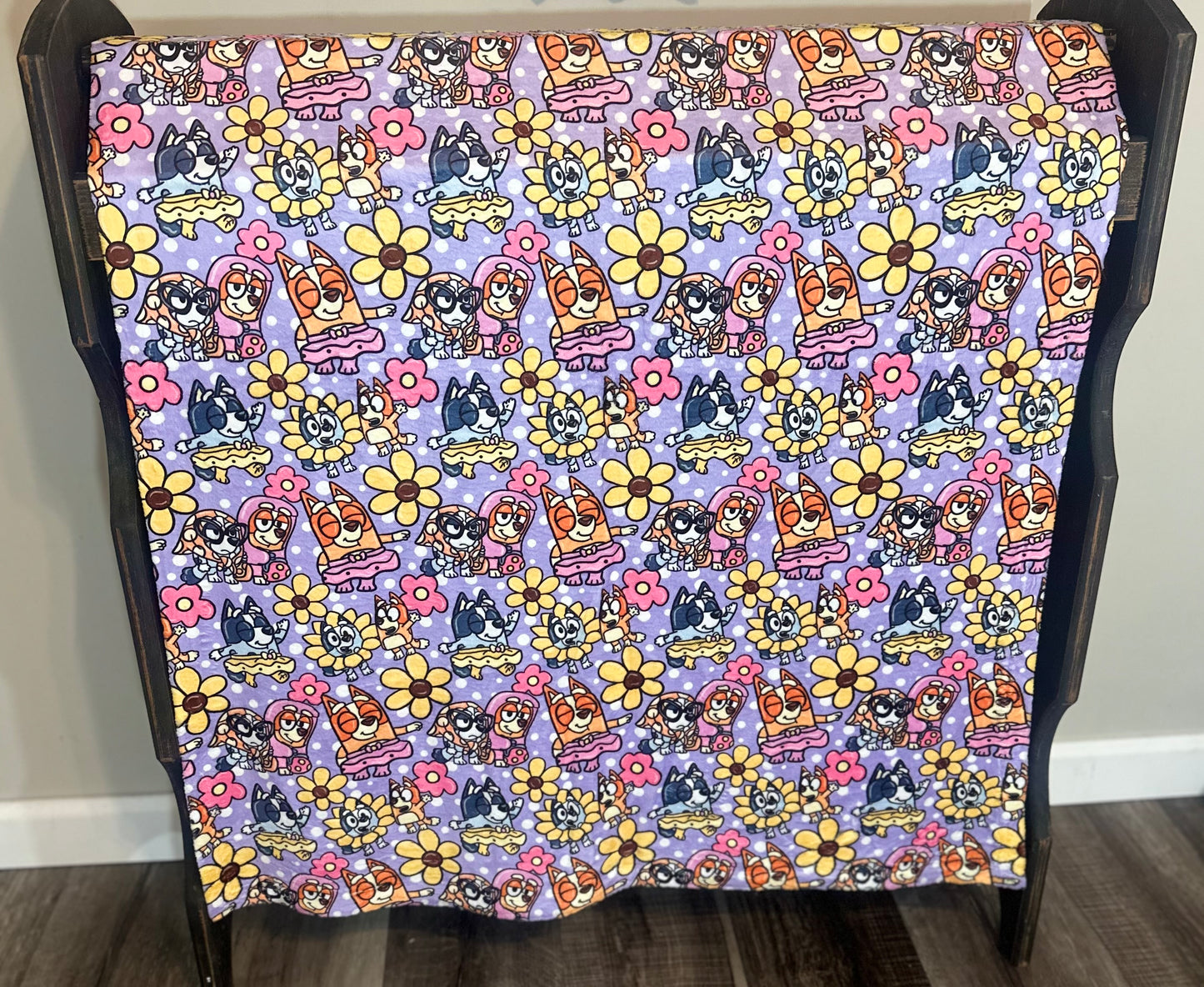 30x40 Sunflower Blue Dog Silk Touch Minky