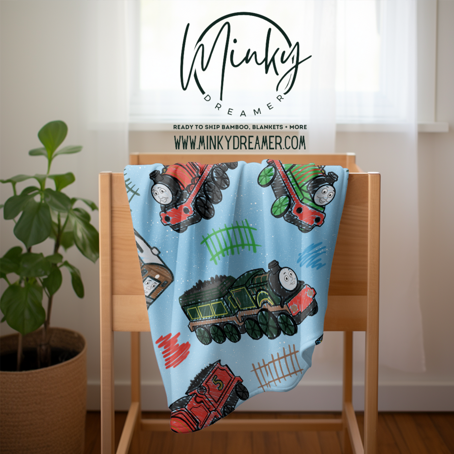 30x40 Friendly Train Silk Touch Minky Blanket