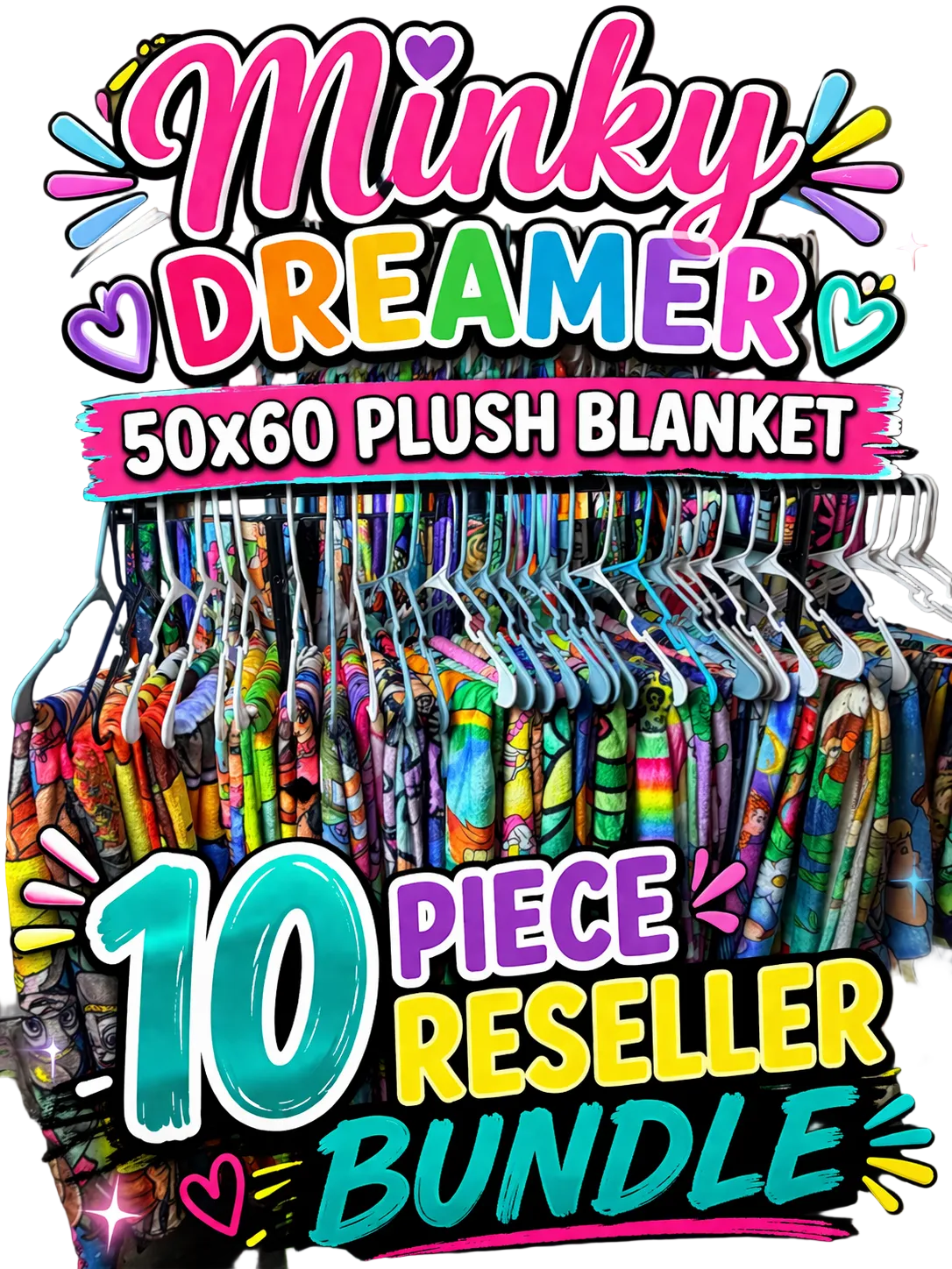 NO CODES 10 Piece Plush Blanket Reseller Bundle