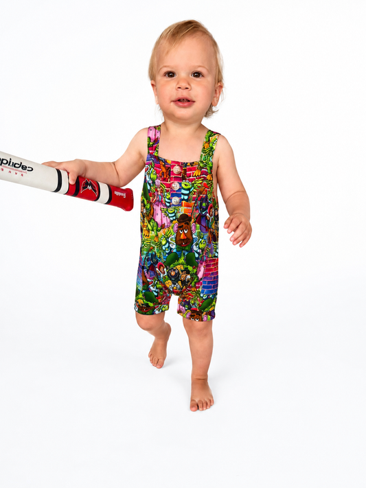 Toys on the Block Terry Short Overalls