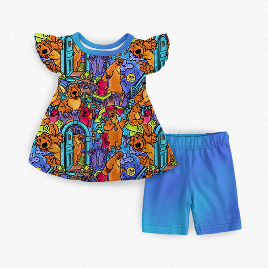 House of Hugs flutter sleeve peplum & shorts